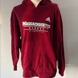 Adidas Maroon Men's Hoodie with Massachusetts Hockey Graphic